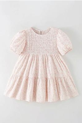 Baby Girls Printing Short Sleeve Crewneck A-Line Dress
