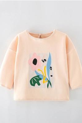 Baby Girls Cute Cartoon Printed Crewneck Long Sleeve Casual Sweatshirt