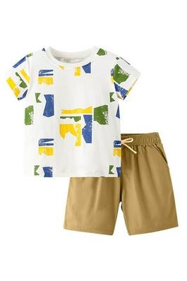 Printed Short Sleeve T-Shirt And Shorts Set For Kids