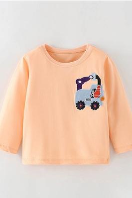 Baby Boys Cartoon Printed Creweneck Long Sleeve Casual T-Shirts