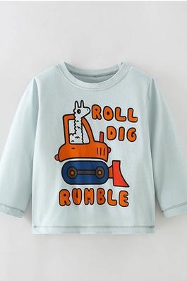 Baby Boys Cartoon Printed Crewneck Long Sleeve T-Shirts