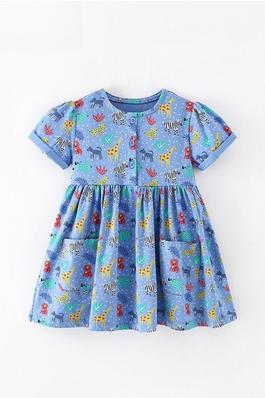 Casual Round Neck Short Sleeve Children's Dress
