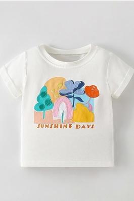 Casual Short-Sleeve T-Shirt With Printed Little Children