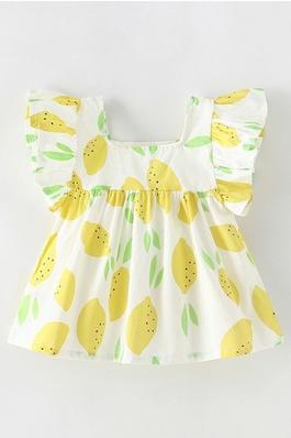 Children's Printed Dress With Flared Short Sleeves