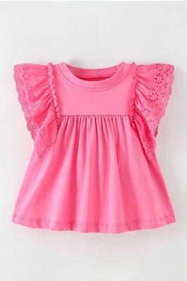 Girls' Casual Round Neck Dress-Based Fashion Top