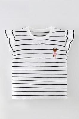 Girls' Striped T-Shirt With Round Neck