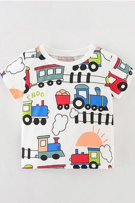 Boys' Casual Printed Round Neck T-Shirt