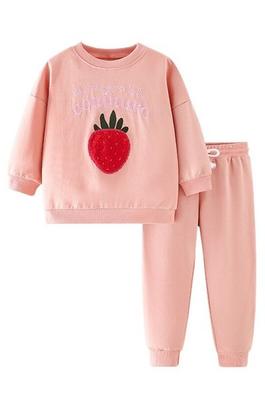 Girls' Round Neck Long Sleeve Top And Pants Set