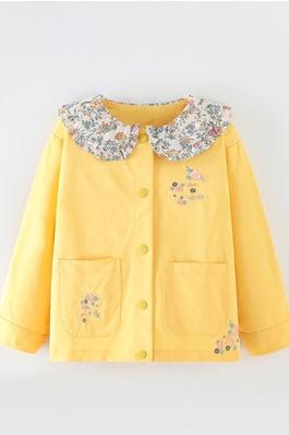 Embroidered Doll Collar Long Sleeve Shirt For Girls