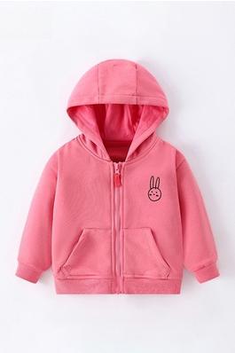 Fashionable Solid Color Hooded Zipper Shirt For Girls