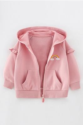 Hooded Zip-Up Coat With Long Sleeves For Girls