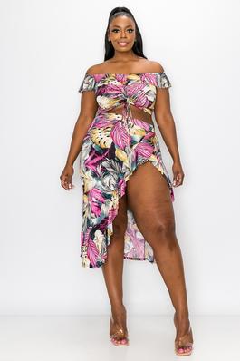 Tropical Print skirt set