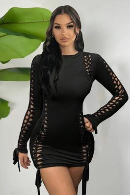Hollow out long sleeve Bodycon dresses