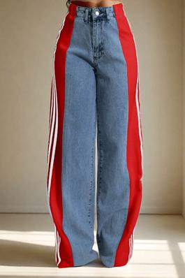 Wide Jeans with Wide Contrast Side Lines