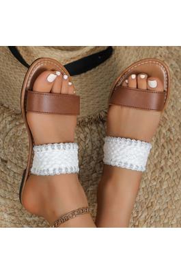 Woven Strap Flat Slippers