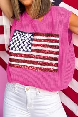 Sparkling American Flag Knitted Vest