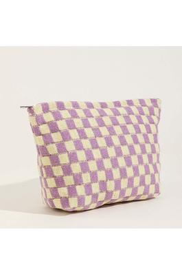 Checkered Print Cosmetic Bag