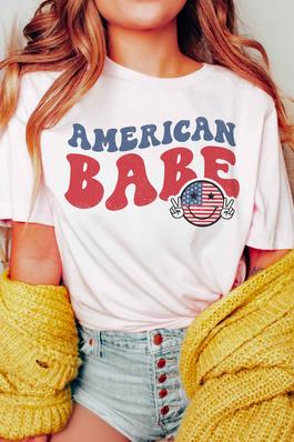 PLUS SIZE - AMERICAN BABE HAPPY FACE GRAPHIC TEE