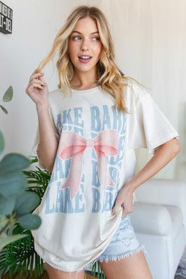 COQUETTE LAKE BABE Oversized Graphic Tee