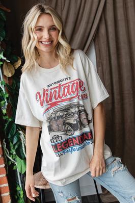 VINTAGE CARS Oversized Graphic Tee