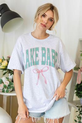 LAKE BABE WITH BOW Oversized Graphic Tee