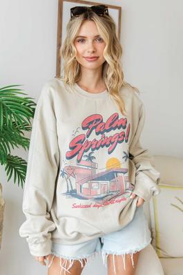 RETRO PALM SPRINGS Oversized Graphic Sweatshirt