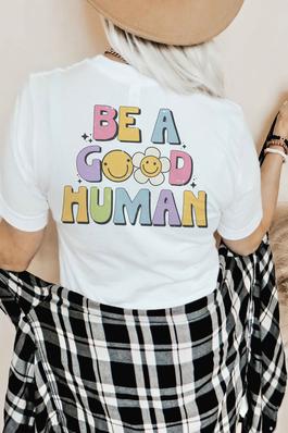 PLUS - F/B BE A GOOD HUMAN HAPPY FACE GRAPHIC TEE