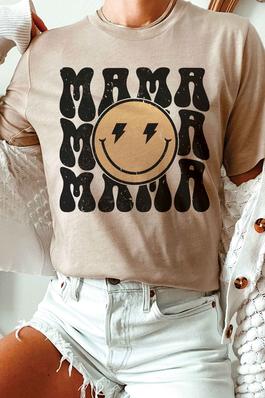 PLUS SIZE - HAPPY FACE MAMA REPEAT Graphic Tee