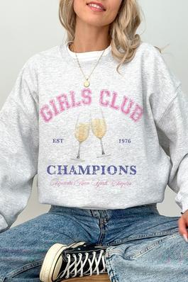GIRLS CLUB CHAMPAGNE CHAMPIONS Oversized Crewneck