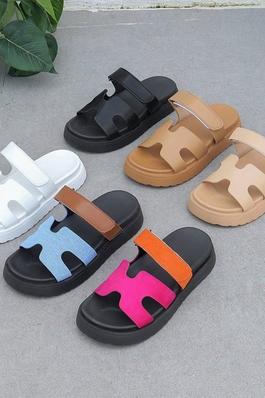 Adjustable Strap Slide Sandals