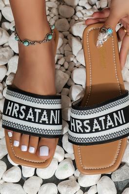 Letter Embroidered Sandals