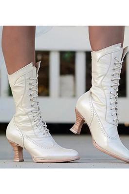 Pointed-toe Lace up Boots