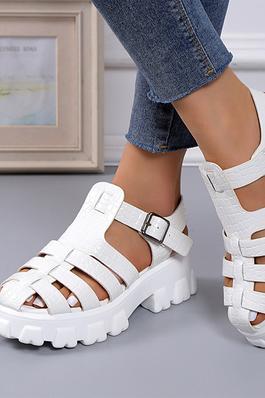 Hollow Out Buckle Sandals