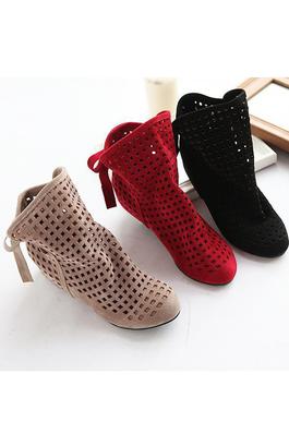 Bow Tie Hollow Out Booties