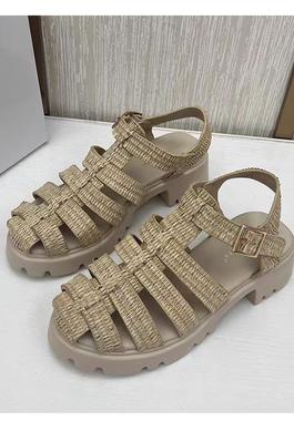 Straw Hollow Out Buckle Sandals