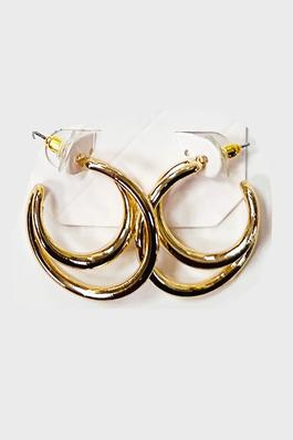 Double Ring Hoop Post Earrings