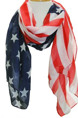 Bright Red White Blue American Flag Oblong Scarf