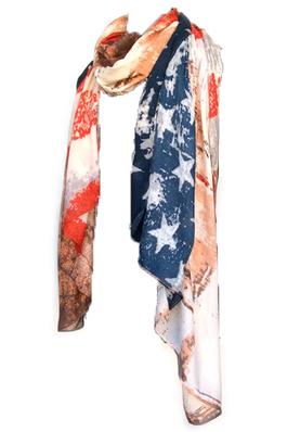 Red White Blue War Torn American Flag Oblong Scarf