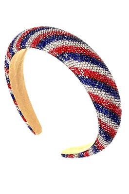 USA Crystal Diagonal Stripe  Hard Headband