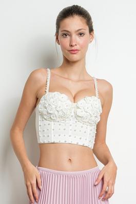 Floral pearl bustier corset top