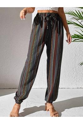 Baggy Elastic Waist Relaxed Fit Trousers Slacks