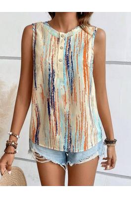 Multicolor Summer Blouse Tops with Half Button 