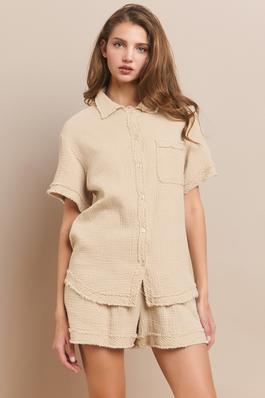 Button Down Short Sleeve and Pants Set