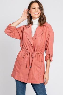 Roll Up Sleeve Belted Trench Coat 