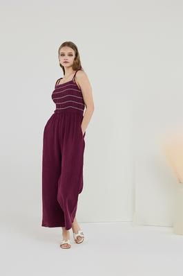 Summer Smocked Jumpsuits With Pockets