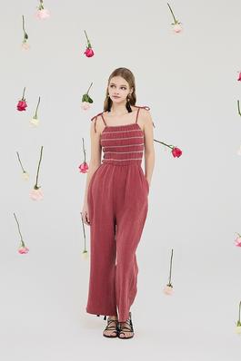 Summer Smocked Jumpsuits With Pockets