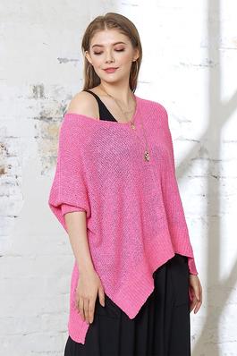 Cuffed sleeves Loose Lightweight Colorful Sweater