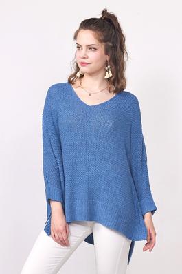 Cuffed sleeves Loose Lightweight Colorful Sweater