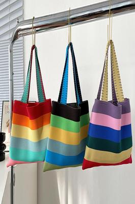 Contrast Color Striped Weave Bags Accessories