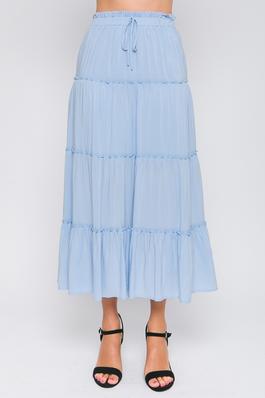 Ruffle Tiered A-Line Long Maxi Skirt